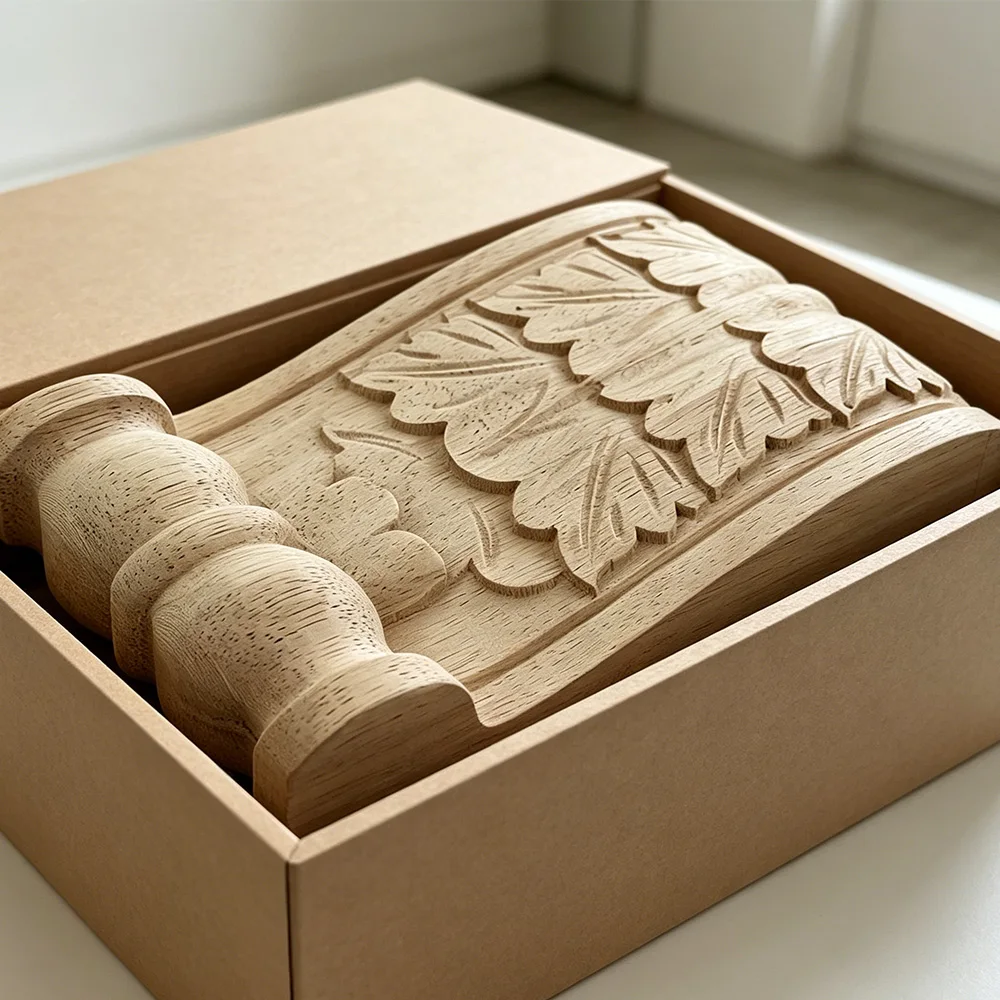 Wooden Embossed Head Girder Exquisite Classic Carved Applique Furniture Decal Wood Color Home Figurines Decoration Accessories