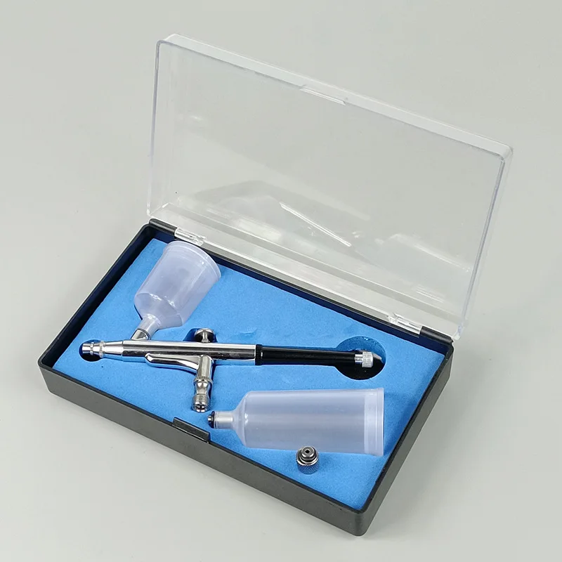 Kit de aerógrafo de doble acción de 0,3 mm con tres tazas diferentes (20CC,40CC) Juego de aerógrafo portátil para maquillaje, artes comerciales