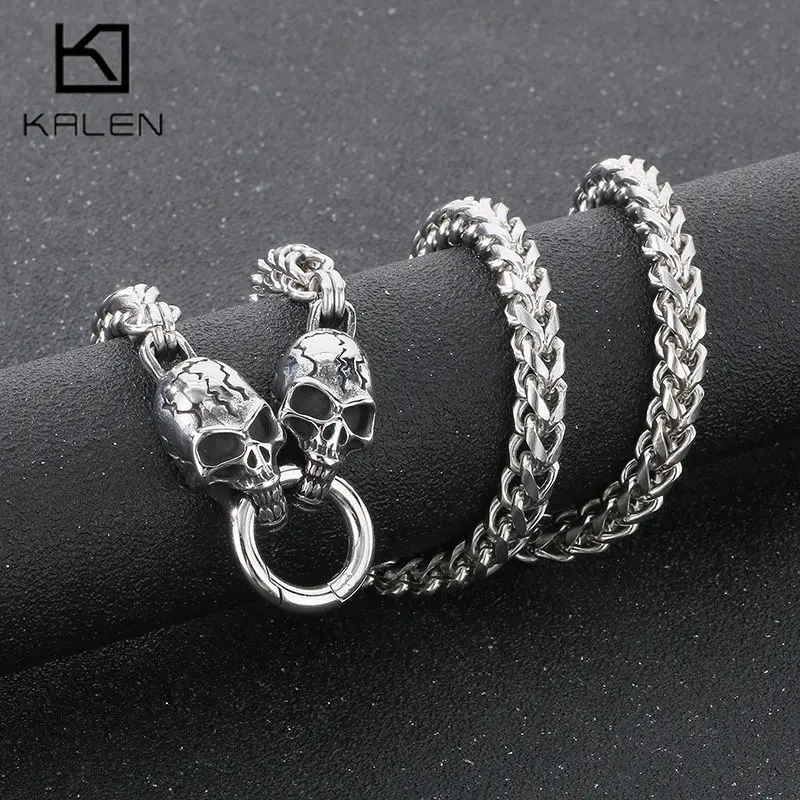 KALEN Domineering Keel Chain Men's Necklace Skull Dragon Snake Charm DIY Stainless Steel Jewelry Thick Vintage Accessories Gift