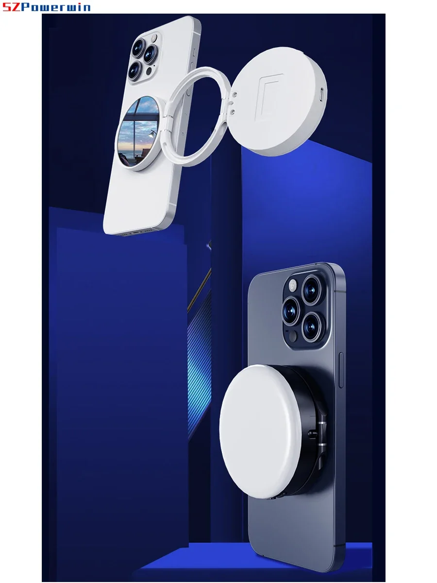 Powerwin 7V 1200mAh voor Magsafe Magnetische LED Licht Fotografie Camera Platte Pocket Vlog Live Stream Lamp voor smartphone Stand