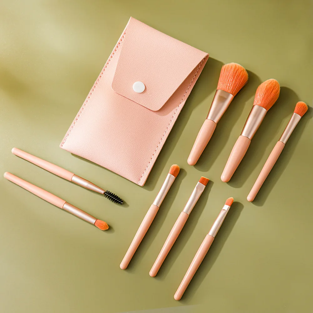 High-quality 8 Pieces Makeup Brush Set, Foundation Blend Concealer Eye Shadow Synthetic Fiber Brush Travel Makeup Brush Set