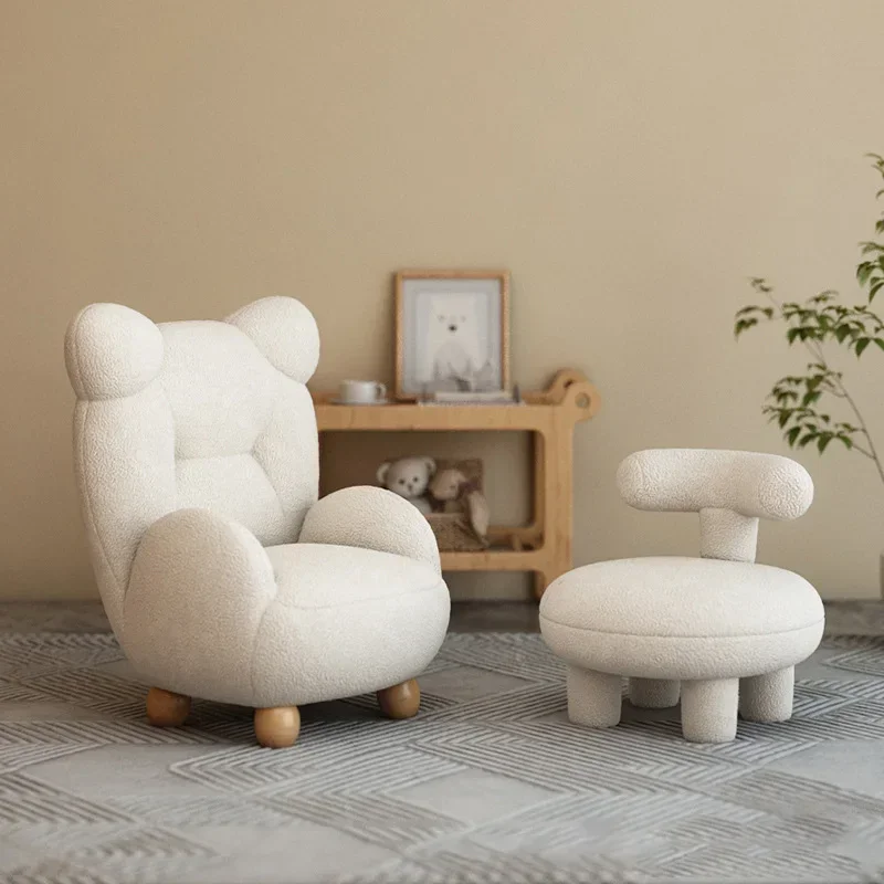 Wumovies-Canapé ours en velours d'agneau pour enfants, siège de dessin animé simple, mini canapé paresseux, chaise pour bébé, simplicité moderne, crème, mignon, nouveau, 2024