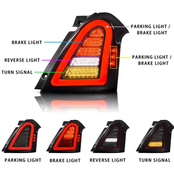 Pro Suzuki Swift zadní světla 2004-2016 modifikace LED plynulé směrové signály zadní zadní světla DRL signál brzdy zpátečka 12 nejlepší prodej Zadní světlo Suzuki Swift - №3