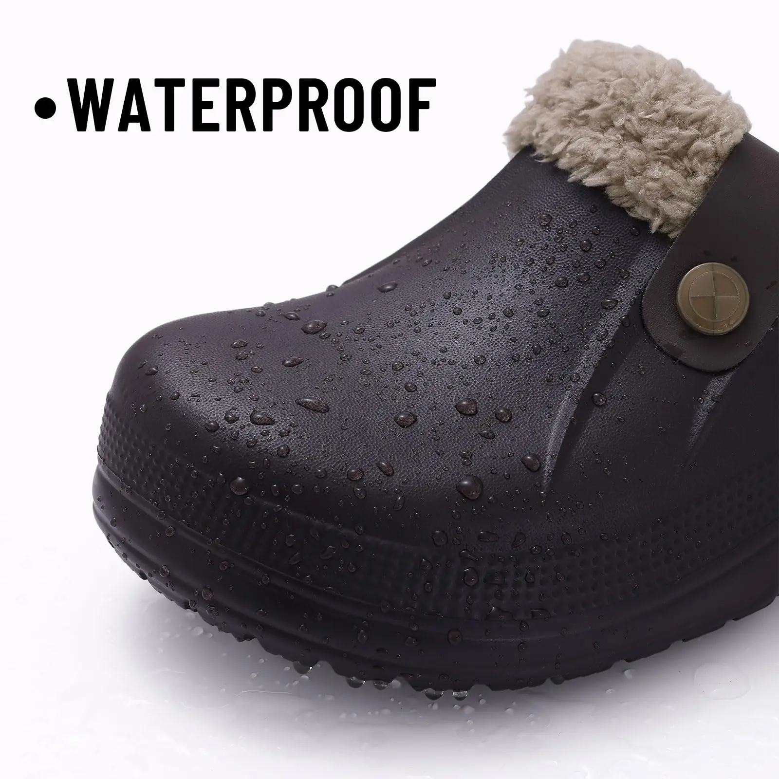 Lächeln Winter Pelz Gefüttert Clogs Frauen Fuzzy Hausschuhe Männer Warme Hausschuhe Erwachsene Outdoor Wasserdichte Hausschuhe Komfort Garten Clogs – Detail 19