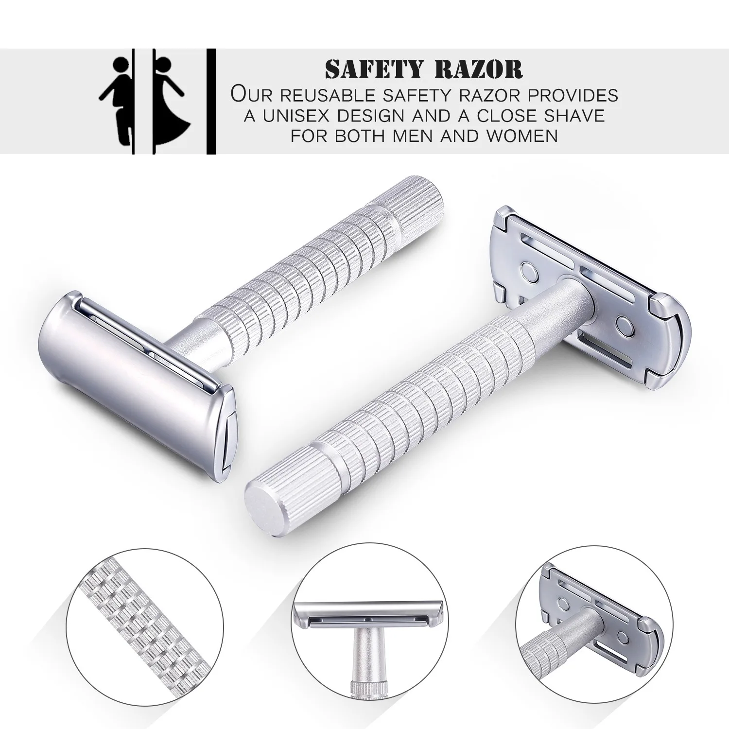 High Quality Men Professional Manual Shaver Barber Razor Shaving Shave Beard Cutter Gift Safety Razor with Matel Weighted Handle