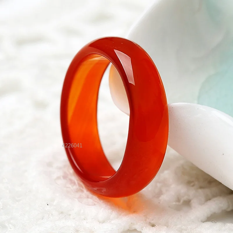 Natural Chalcedony Hand-carved Jade Ring Fashion Jewelry Gift Jade Rings Various Colors Lovers Gemstones Accessories Wholesale