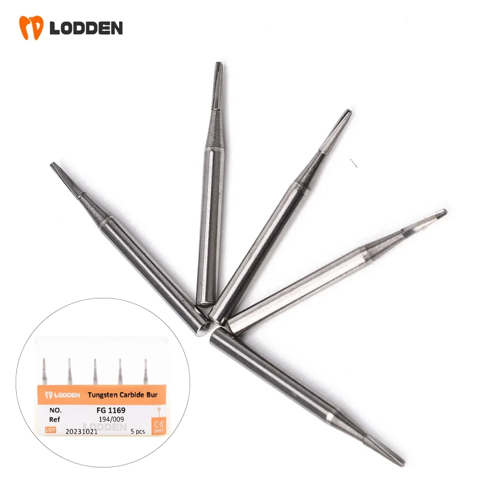 

LODDEN 5pcs/box Tungsten Carbide Burs FG 1169 Round Taper Drills 1.6mm Removal of Composite Orthodontic Dentistry Grinding Tools