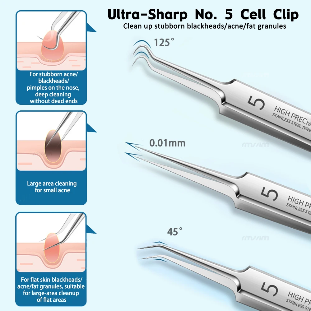 Tedesco Ultra-fine No. 5 Cell brufoli Clip per punti neri pinzette salone di bellezza raschiatura chiusura artefatto speciale strumenti per aghi per l'acne