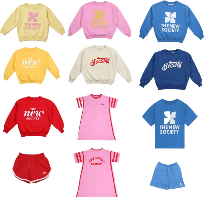 

Children's Sports Shirt 2026 Spring New Cartoon Fashion Round Neck Boys and Girls' Hoodie T-shirt Cotton Pink Cute Girls' Dress