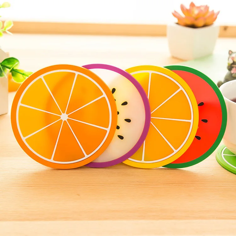 Fruit Shape Cup Coaster Silicone Slip Insulation Pad  Mat Hot Drink Holder Mug Stand Home Table Decorations Kitchen Accessory