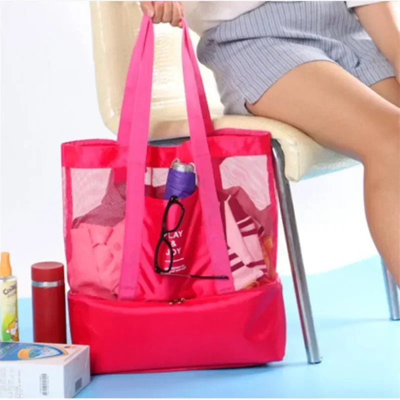 Outdoor Picnic Beach Bag High-capacity Net Transparent Bag Double Insulation Tote Bag Office Lunch Snack