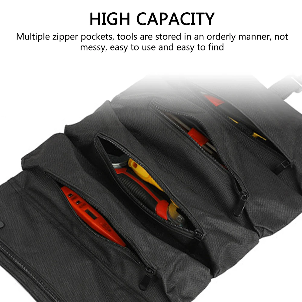 Storage Bag Car First Aid Kit Wrap Roll Storage Case Multi-Purpose Roll Up Tool Bag Adjustable