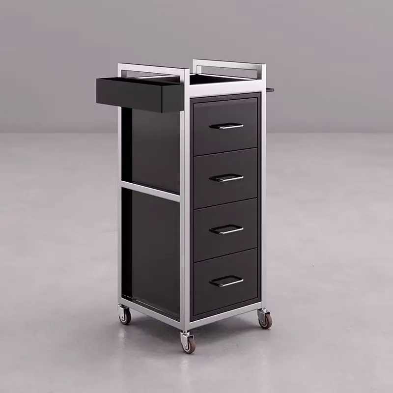DM Salon Trolley Cart 4 Drawers Heavy-Duty Foldable Aluminum Alloy Frame Modern Multi-Function Universal Wheels Beauty School