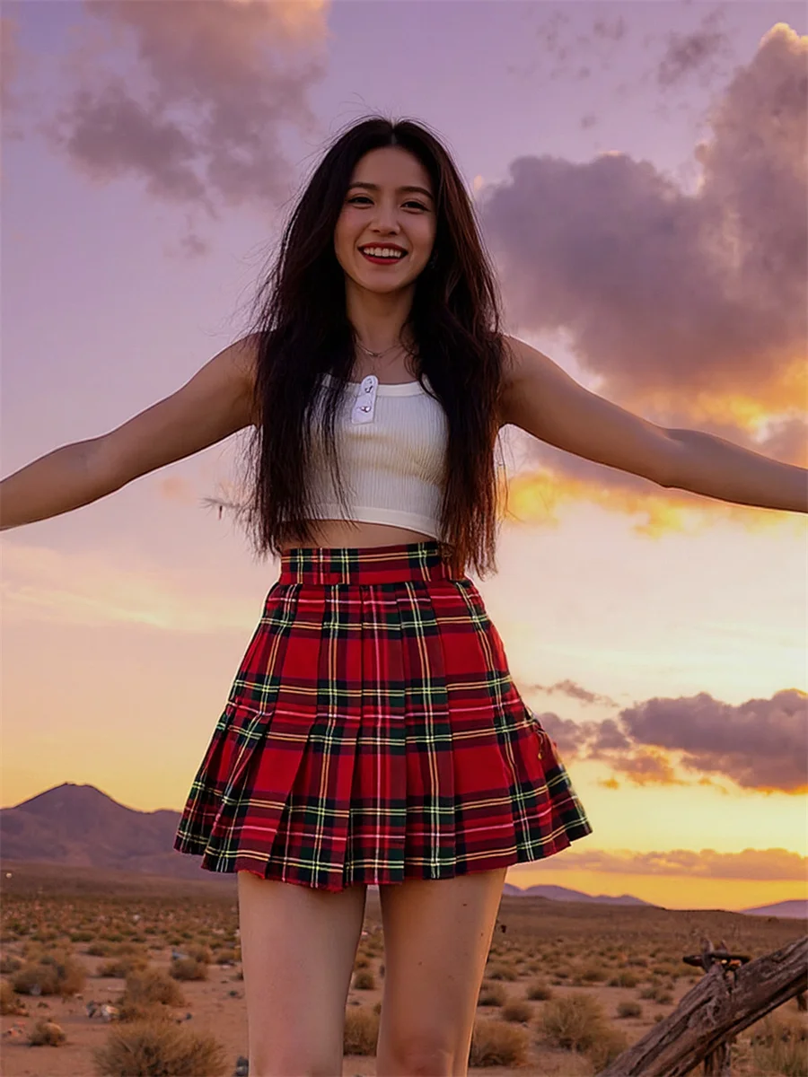 

Клетчатые плиссированные мини-юбки, женская официальная женская одежда, летняя одежда с вышивкой, отпуск, этническая женская одежда с полыми ушками, детали для девочек