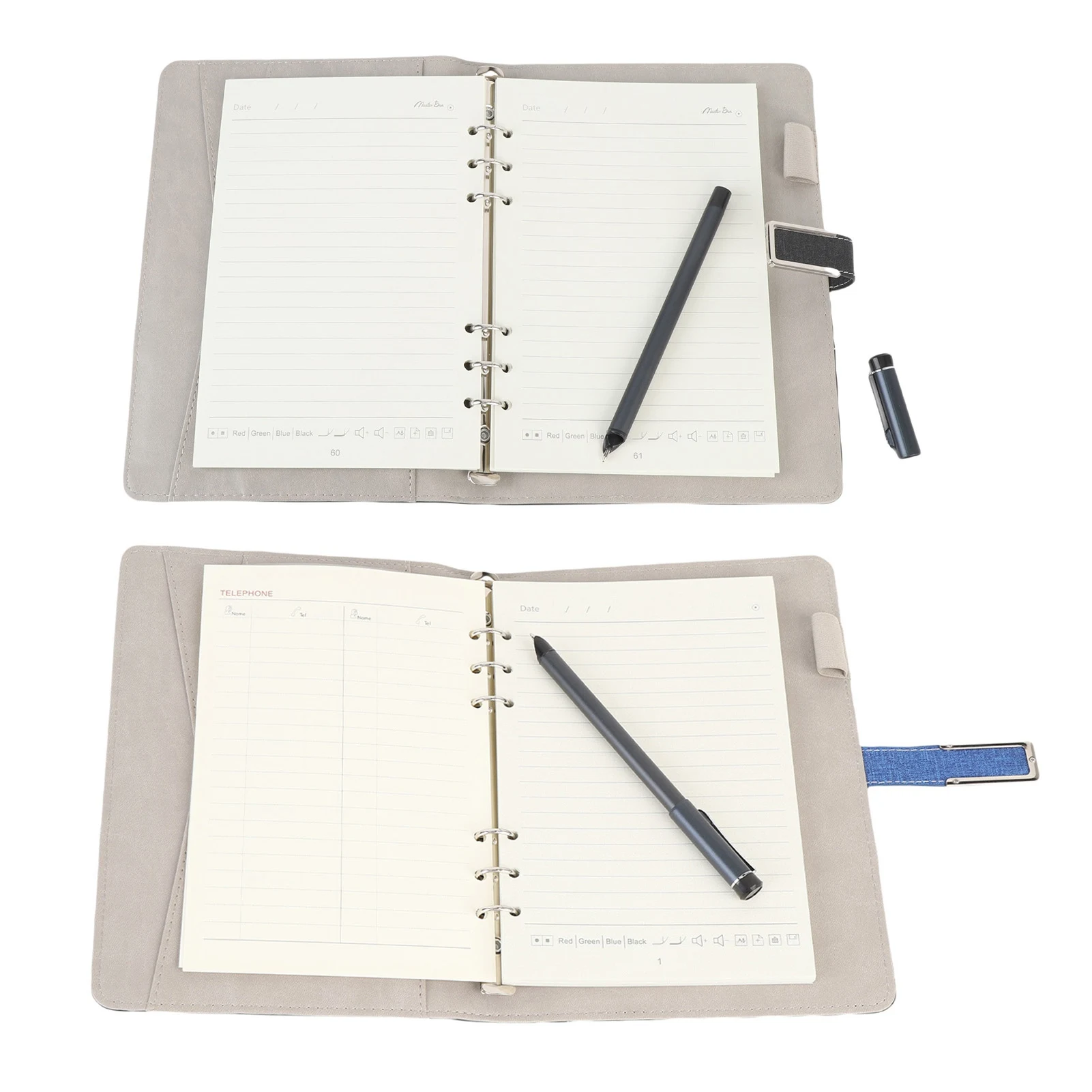 โน้ตบุ๊คบลูทูธ Smartpen การเล่นปากกาจังหวะแปลงเป็นข้อความชุดการเขียนปากกาอัจฉริยะการรับรู้ OCR สําหรับการวาดภาพบันทึกการศึกษา