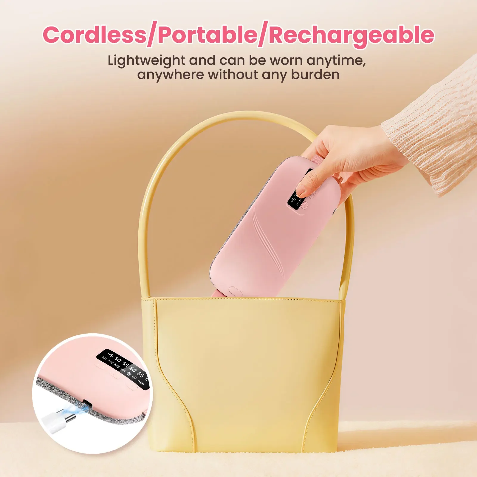 Electric Heated Abdominal Massage Belt, 5 Heat Levels 4 Vibration Modes with Timer, Warm Massage Belt for Women‘s Comfort