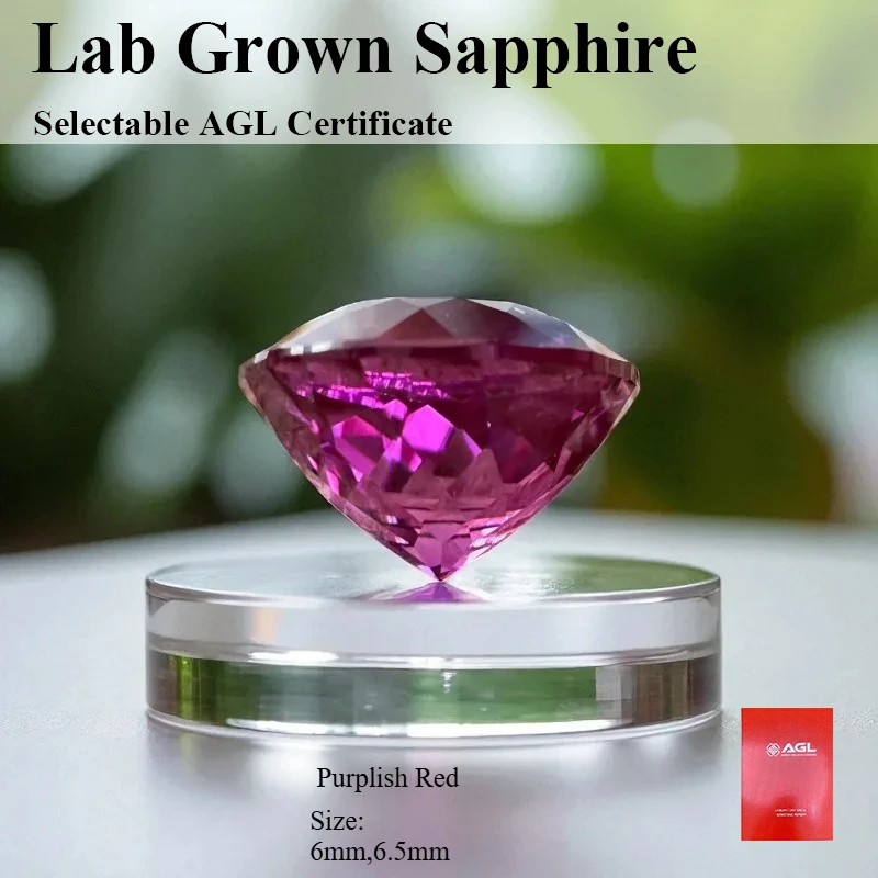 

Выполненный в лаборатории сапфир, фиолетовый, красный, круглой огранки, драгоценный камень VVS1 для изготовления ювелирных изделий своими руками, сертификат AGL на выбор