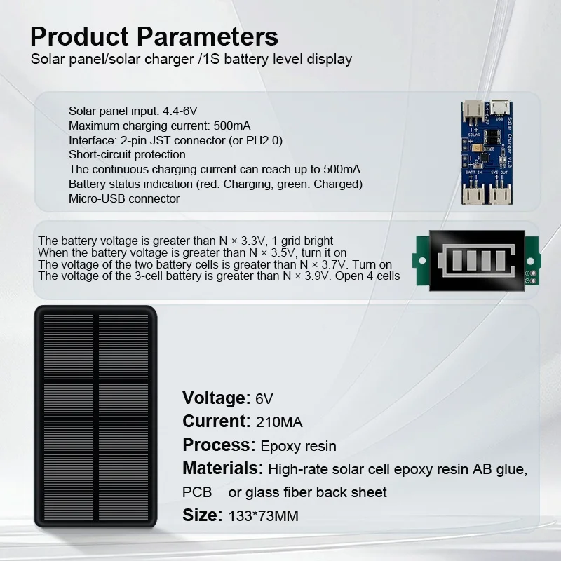 Solar Panel Photoelectric Cell Power Panel 6V Electronic Photovoltaic Light Energy Charging Module Controller Power Supply