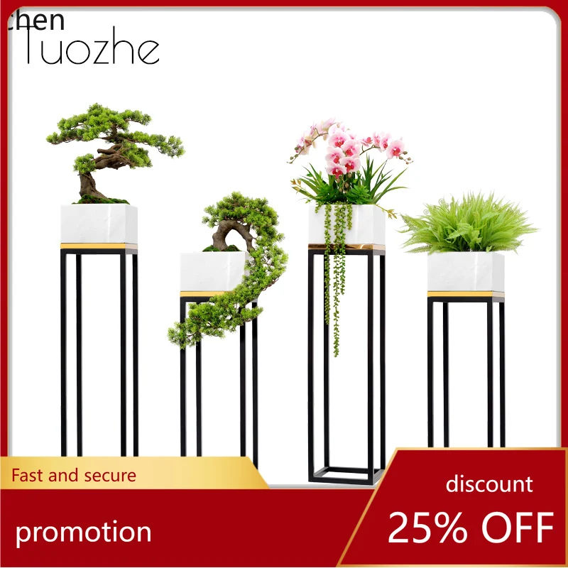 CZ   marble living room entrance floor-to-ceiling vase hotel simulated welcome pine bonsai decorative ornament
