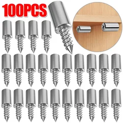 100/10PCS Self Tapping Screw Layer Plate Holder Wardrobe Septum Brackets Fixed Screw Shelf Support Pegs with Non-Slip Sleeve