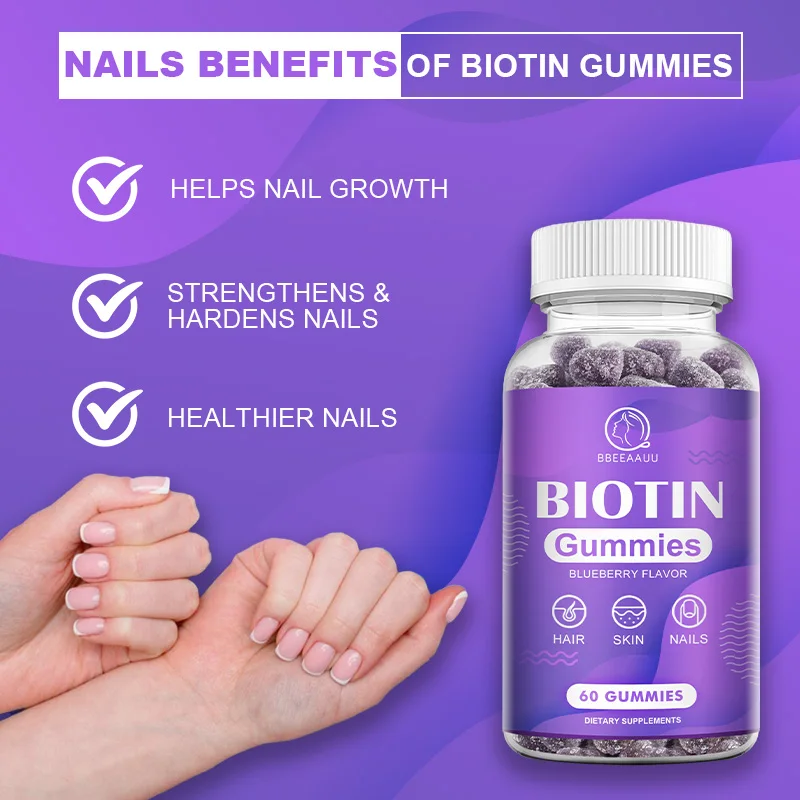 BBEEAAUU Biotin Gummies Biotin for Hair Growth Thicker Hair Support Skin and Nail Health Beauty Health Increase Collagen Protein