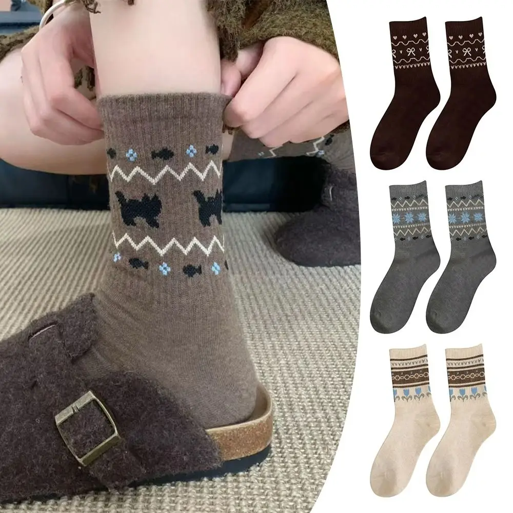 1/4 Pairs لينة الدافئة النساء الجوارب المضادة للبرد تنفس متوسطة أنبوب الجوارب مكدسة الجوارب الخريف الشتاء #4