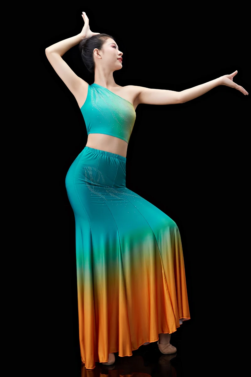 Dai Dance – Costumes folkloriques chinois Hmong pour femmes et filles, vêtements de danseuse de paon, jupe traditionnelle en queue de poisson, spectacle sur scène de paon