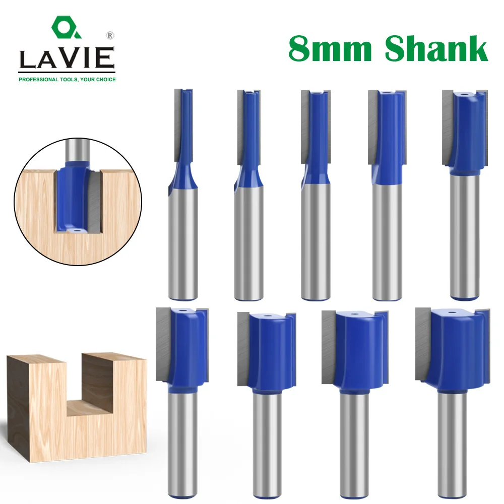 8mm Handle Straight Knife 9-piece Blue Woodworking Slotting Straight Knife Double-edged Straight Knife Slotting Milling Cutter W