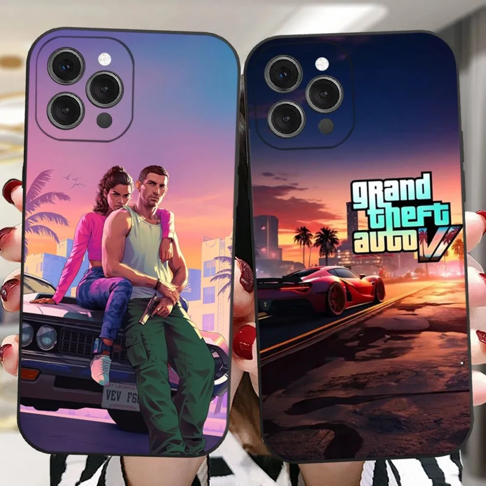 GTA 6 Game Grand Theft Auto Phone Case For iPhone 15,14,13,12,11 Plus,Pro,Max,XR,XS,X,7,8 Plus,SE,Mini Silicone Soft