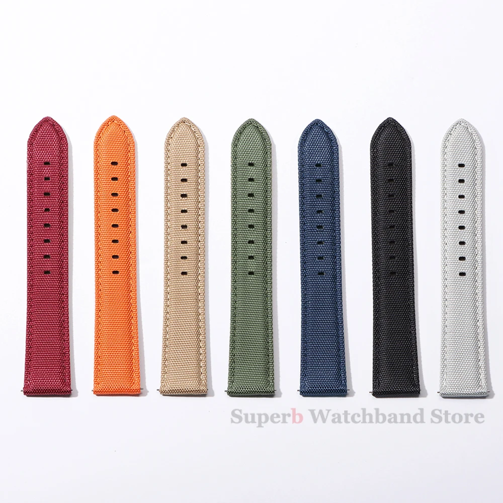 20mm 22mm Sailcloth Watch Strap for Omega for Seiko Nylon Watchband Quick Release Waterproof Sport Band Butterfly Buckle