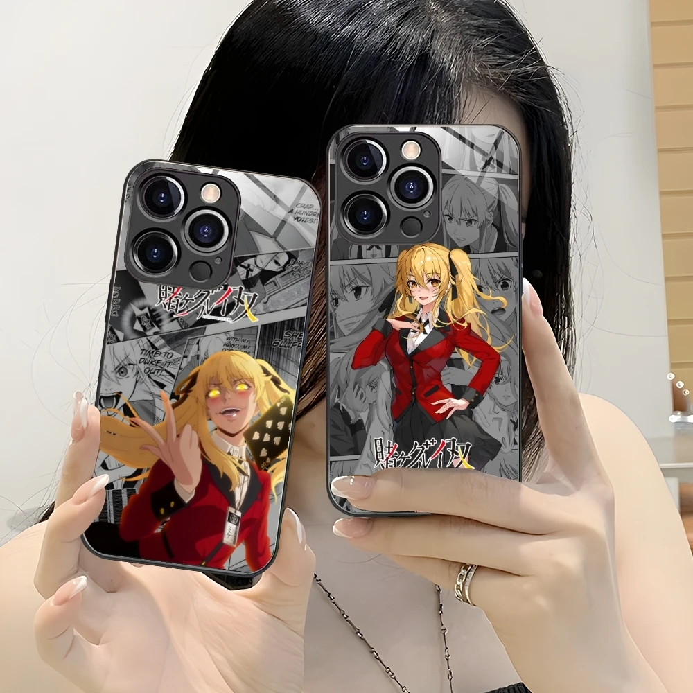 Kakegurui Mary Anime Mobile Cell Phone Case for iPhone 16 15 14 13 12 11 X XR XS 8 Pro Max Plus Mini PC Glass Phone Cover Shell