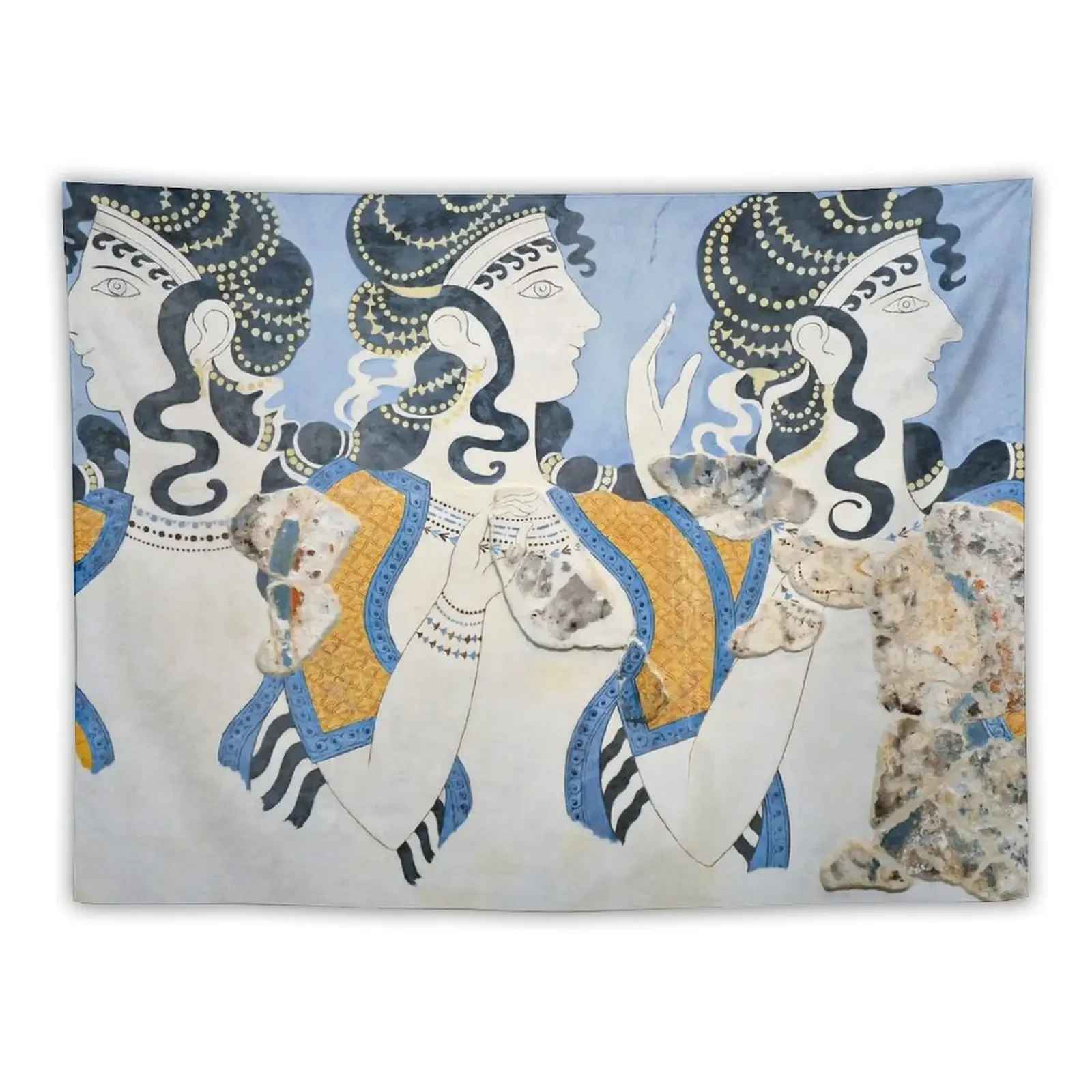 Minoan 'Ladies in Blue' Fresco Tapestry Decor Home Decoration Pictures Room Wall Bed Room Decoration Tapestry