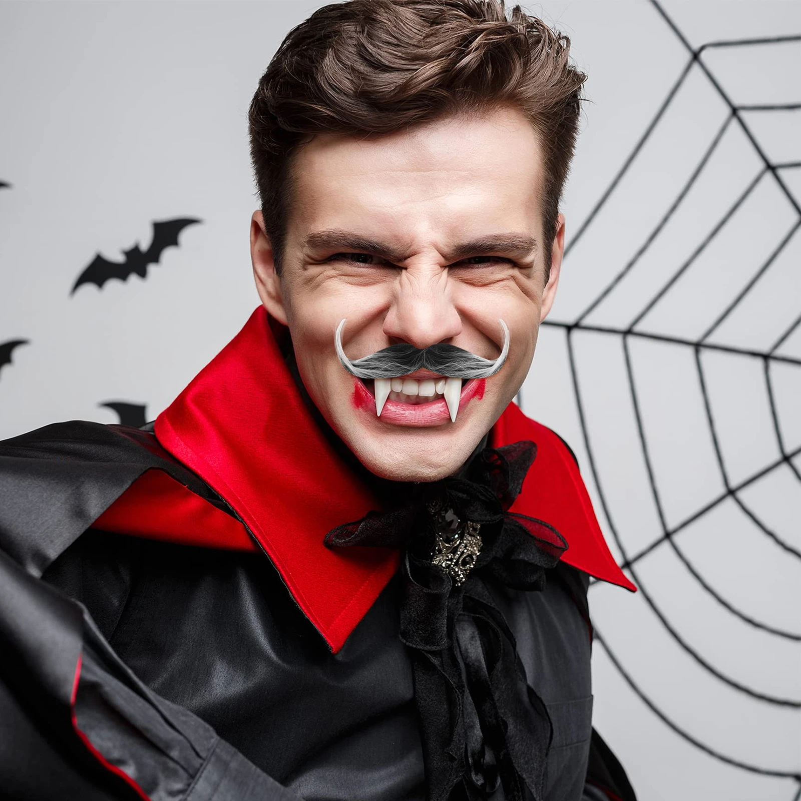 Disfraz de barba falsa realista para Halloween, accesorio de barba para Cosplay, bigote de fiesta, regalo divertido, adorno de bigote, 2 uds.