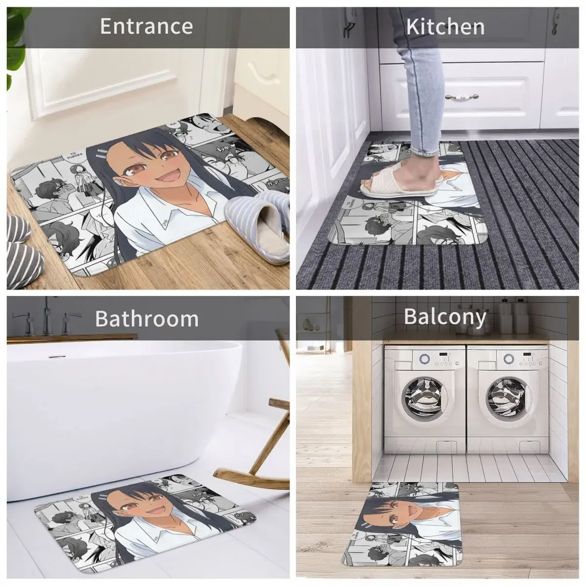 Nagatoro Hayase Non-slip Doormat SHY Carpet Living Room Kitchen Mat Welcome Indoor Decor