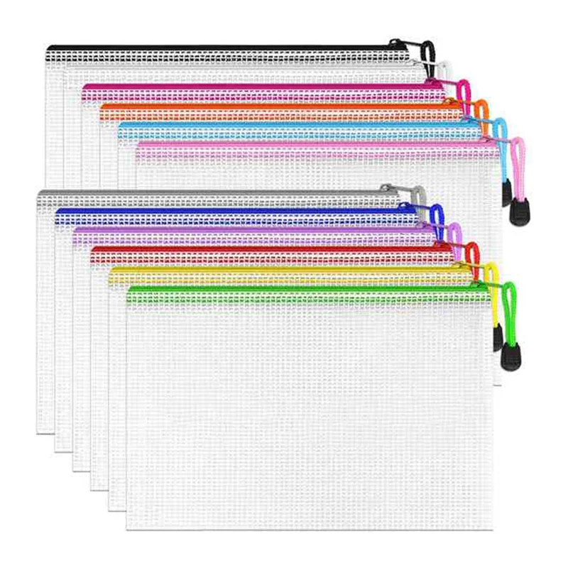 Sensitive Grid File Bag Zipper File Bag Store File Grid Bag Mesh Storage Bag Transparent File Bag Delivery Data Storage Bag