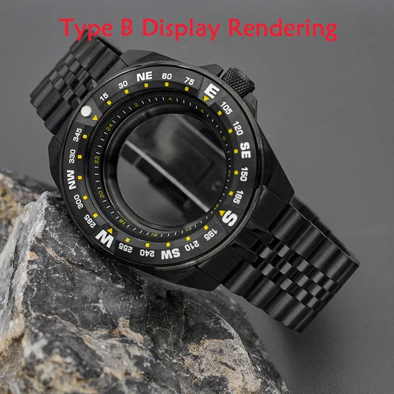 حافظة ساعة مع سوار من زجاج الياقوت مناسب SRPF33K1 SRPF39K1 أجزاء ساعة لحركة NH34 NH35 NH36 سلسلة King Samurai #3