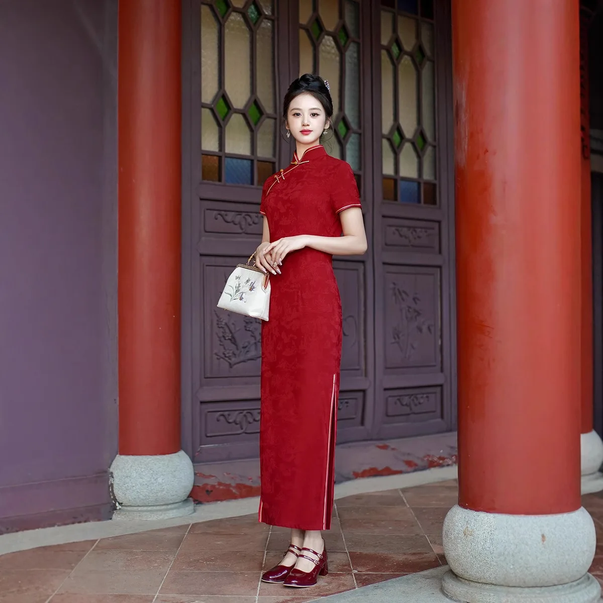 セクシーな黒のチャイナドレス女性エレガントな袍ルーズ中国の伝統的なドレスジャカードロングイブニングパーティー Vestidos ビッグサイズ 3Xl 4X