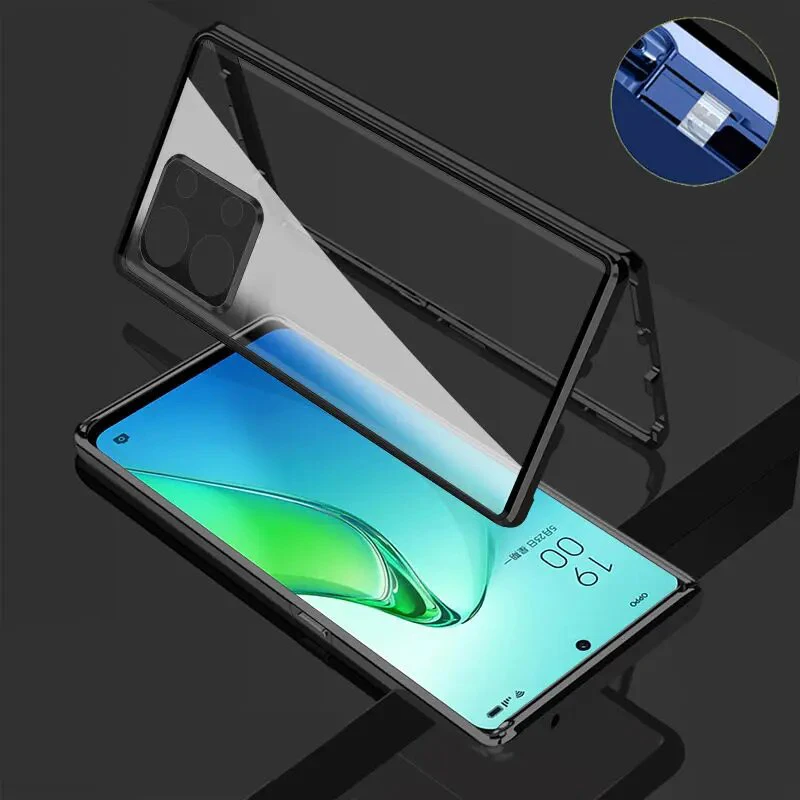 

Double-sided Tempered Glass Cover Phone Case For Redmi Note 13 Pro Plus 5G Full Lens Protection Metal Magnetic Bumper Cases