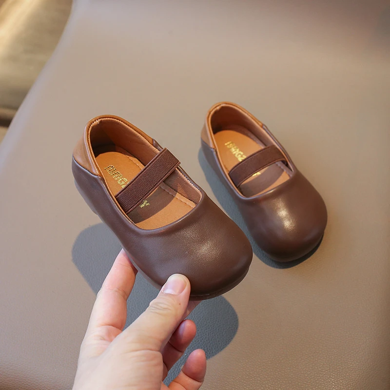 Girls Leather Shoes New Spring Versatile Kids Mary Jane Shoes Fashion Non-slip Loafers Slides Slippers Children Princess Shoes