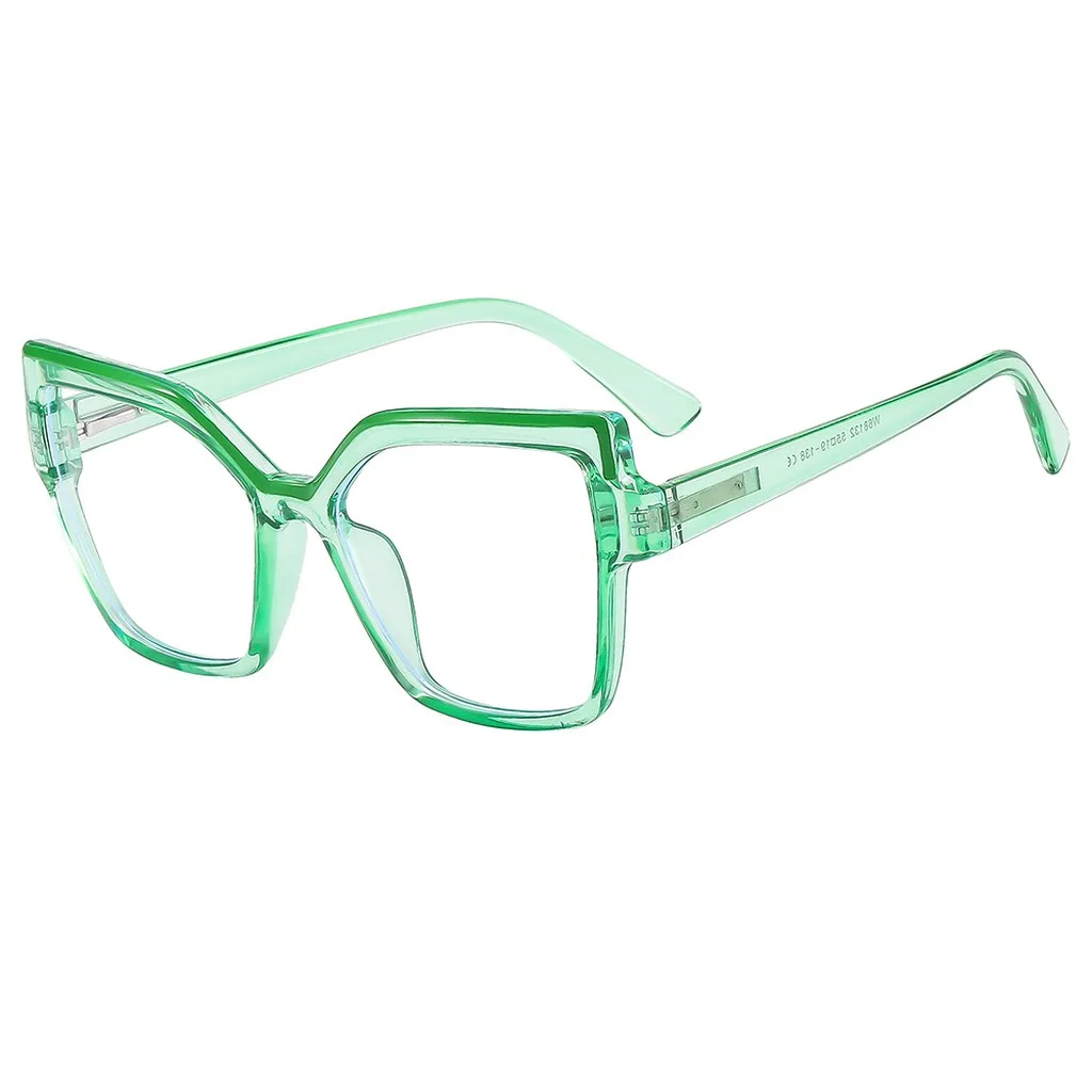 Oversized Square Cat Eye Blue Light Blocking Glasses Trendy Full Rim Unisex Eyeglasses Frames Prescription Compatible