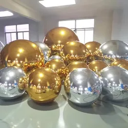 Wedding Decoration Inflatable Mirror Ball Metallic Mirror Sphere Sealed 50cm Gold Silver Balloon With Pump For Outdoor Art Show