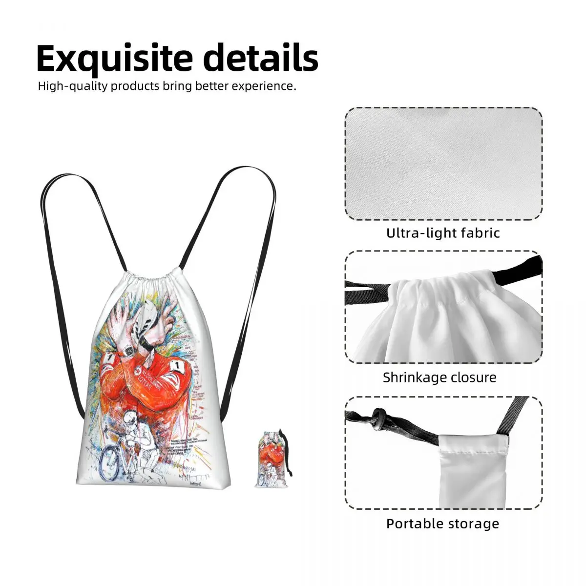 Mathieu Van Der Poel Cyclist MVDP Dutch Cyclist College Drawstring Backpack Sports Gym Bag Travel Drawstring Bag for Men Women