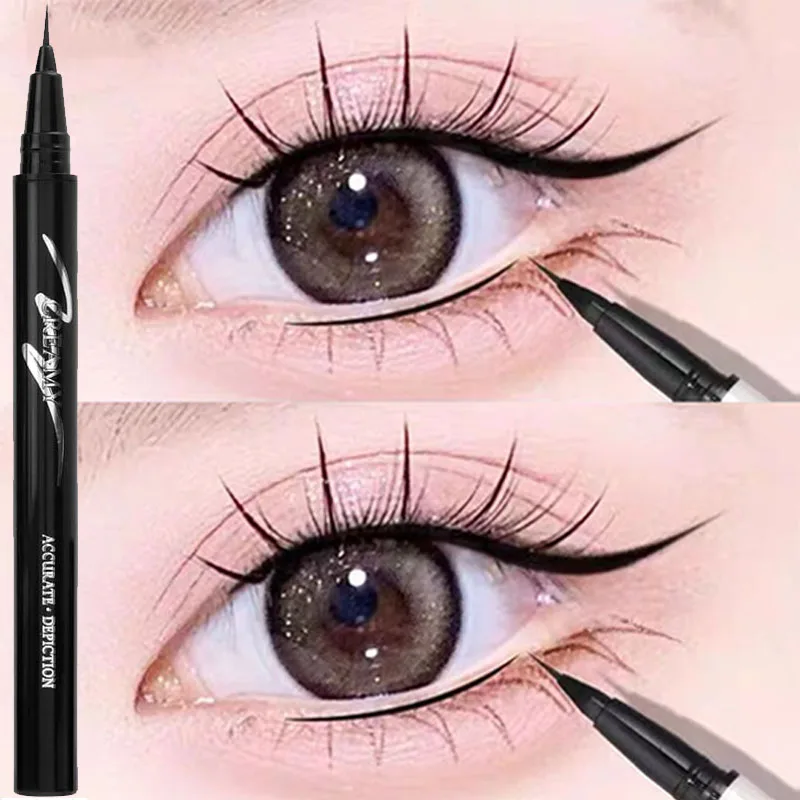 Ultra Fine Black Liquid Eyeliner Pencil Waterproof Quick Drying 12 Hours Wear Smooth Eyeliner Under Eyelash Pen Makeup Cosmetic