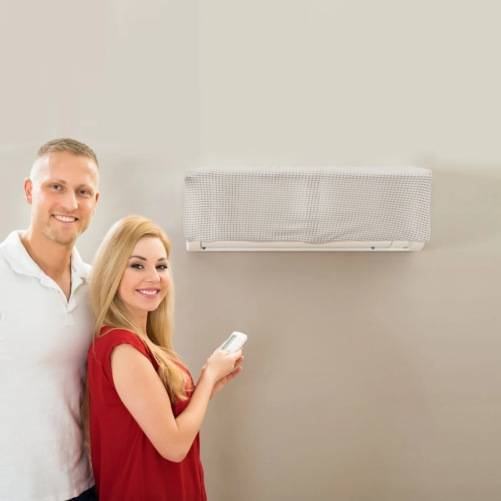 

Air Conditioner Cover Grey Polyester Breathable Dustproof Indoor Ac Unit Protector For Wall Mount Window Units Home Office