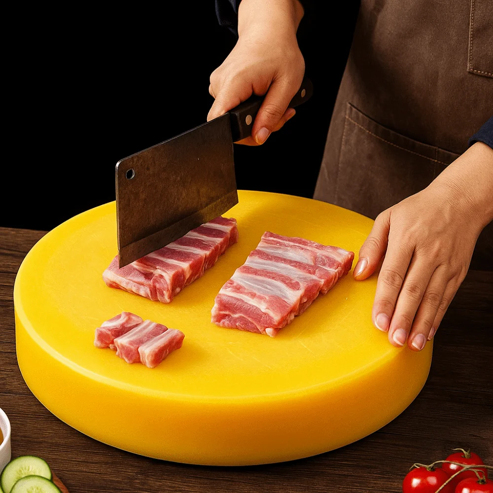 Thick Design Plastic Cutting Board Stain Resistant Professional Round Chopping Block High Temperature Resistance