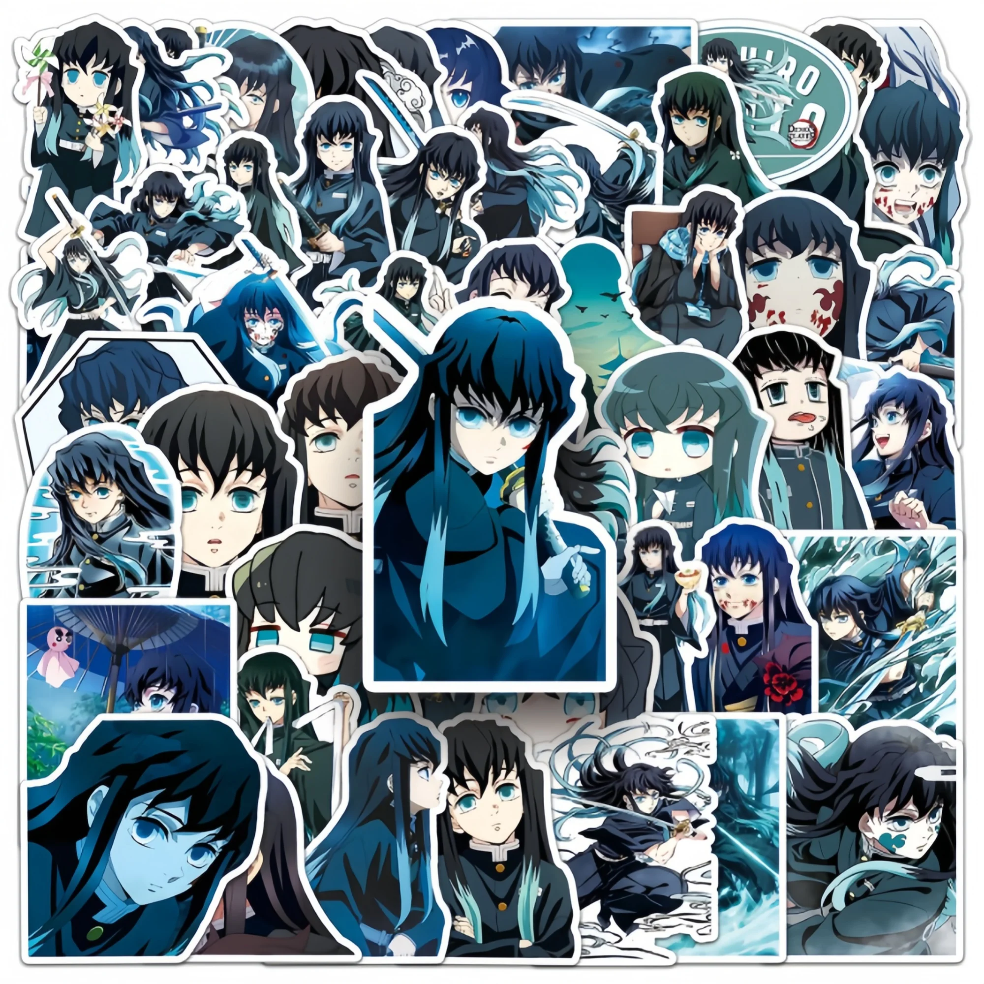 50PCS Cute Anime 'Demon Slayer' Tokitou Muichirou Stickers, Perfect for Notebooks, Skateboards, or Kids' Gifts
