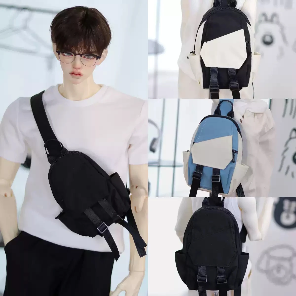 D09-P798 children handmade toy 1/4 dfh uncle ID75 DZ75 BJD/SD Doll accessories Color blocked crossbody bag 1pcs