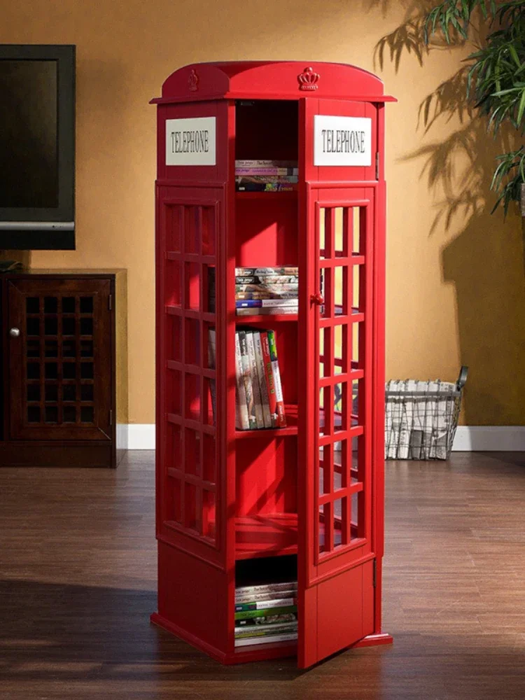 Children's Telephone Booth Bookshelf Floor Toy Storage