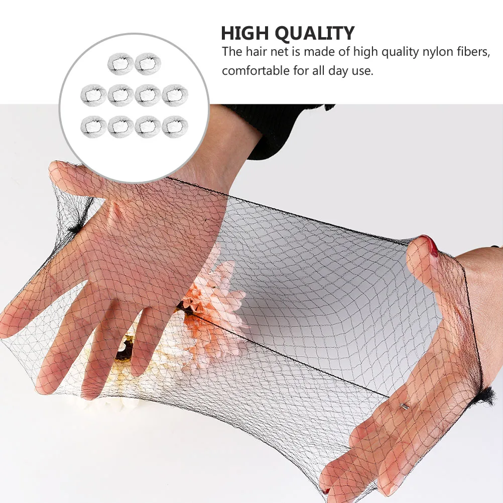 

100pcs Black 8 Inch Hair Nets Invisible Elastic Mesh Lightweight Breathable Women Men Styling Accessories Bun Cover
