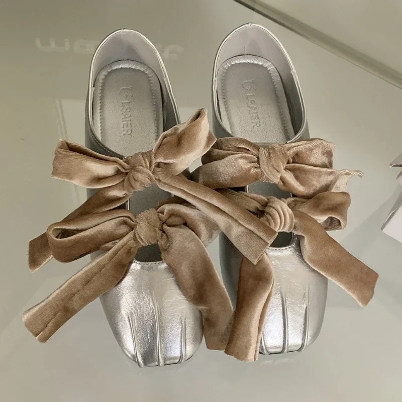 

Дизайнерские туфли Мэри Джейн с узлом-бабочкой, женская повседневная обувь в стиле ретро с квадратным носком, модные модные балетки на плоской подошве, женские Zapatos De Mujer